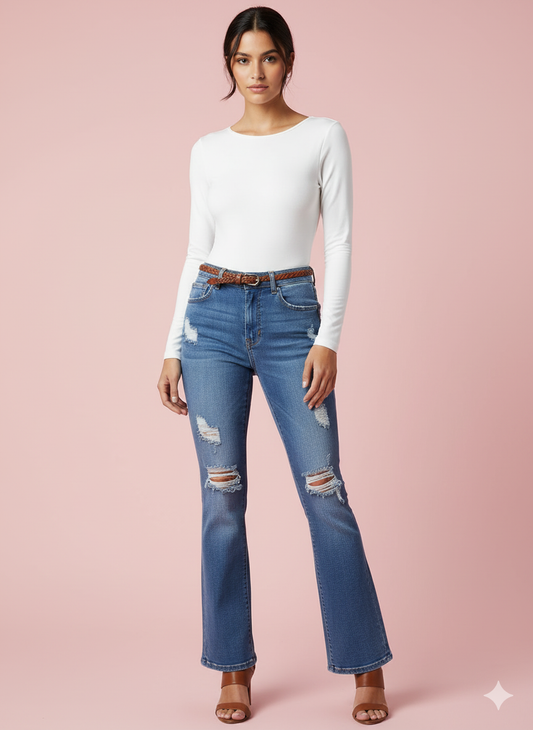 Jeans bota sirena para dama SheIn talla talla 26
